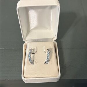 Silver and Blue Crystal Drop Earrings